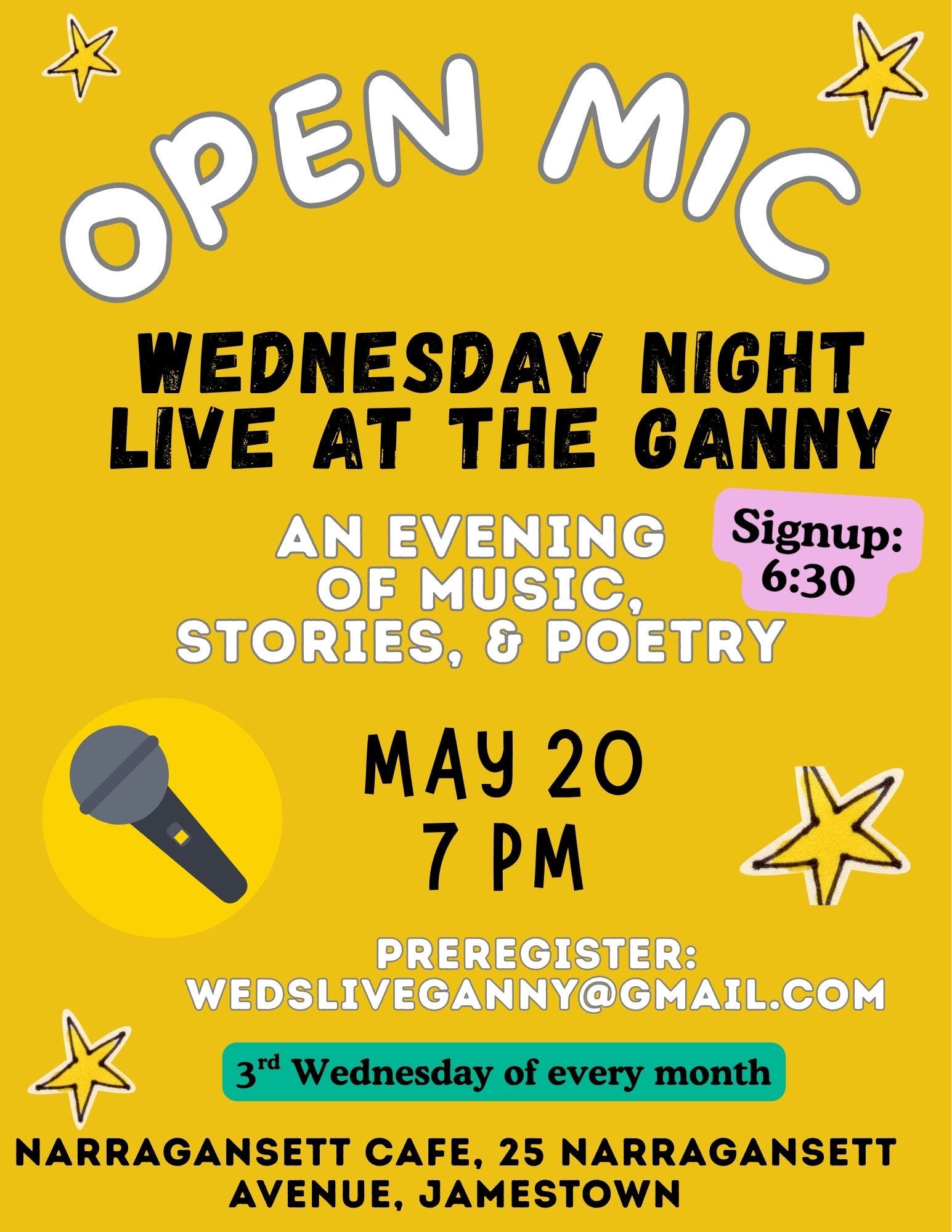 Open Mic: Wednesday Night Live at the Ganny