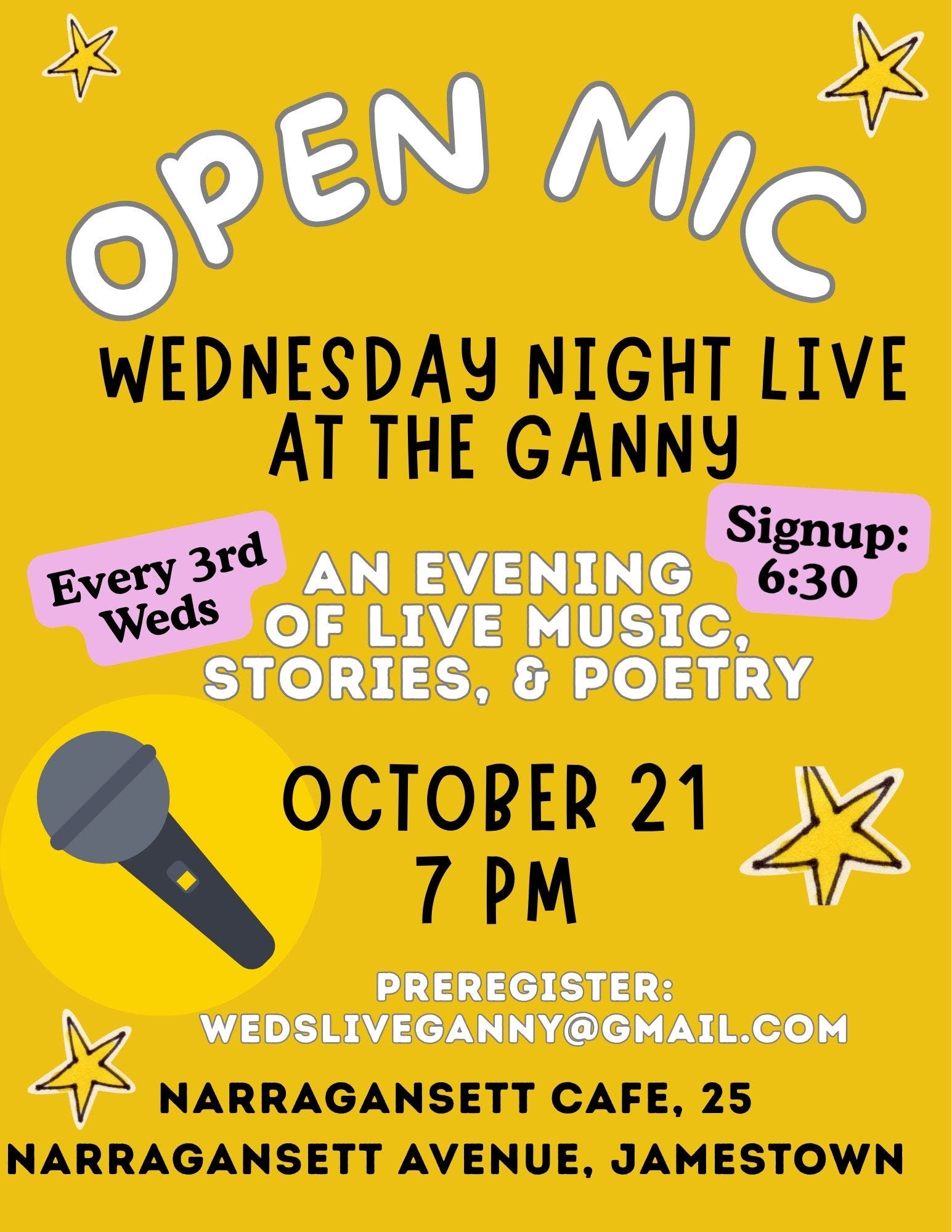 Open Mic: Wednesday Night Live At The Ganny