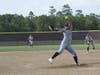 Lake Creek senior Emiley Kennedy delivers a pitch in a Class 5A Region III quarterfinal game against Magnolia West on Friday at Magnolia High School. Kennedy pitched a no-hitter, and Lake Creek won 16-0.