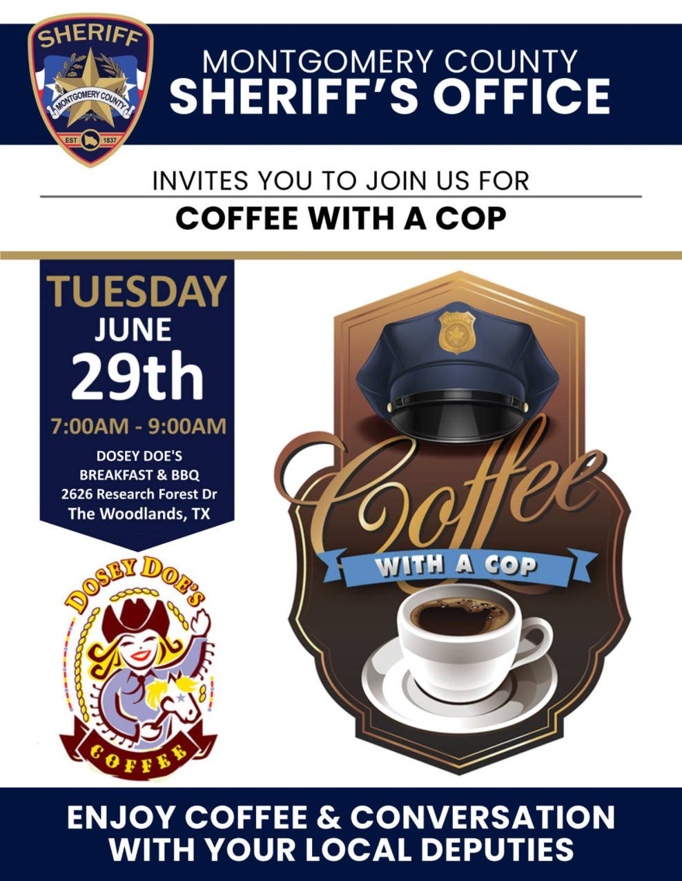 Jun 29 Coffee With A Cop Conroe TX Patch