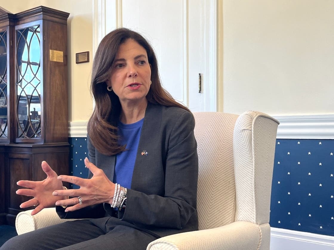 Gov. Kelly Ayotte at a press conference in her office, June 3, 2026.