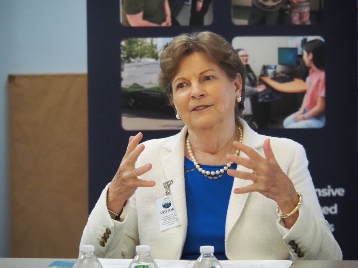 U.S. Sen. Jeanne Shaheen speaks during a Nashua roundtable discussion about diabetes on Sept. 2, 2026, at Lamprey Health amid her push for the INSULIN Act.