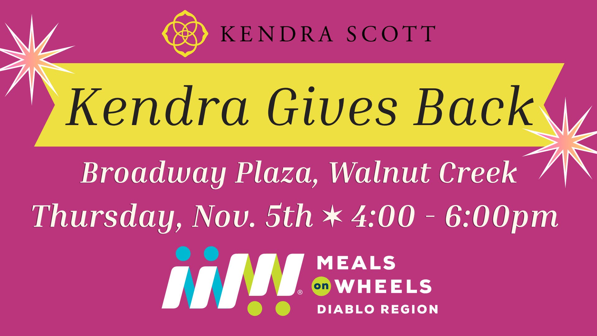 "Kendra Gives Back" Meals on Wheels Fundraiser
