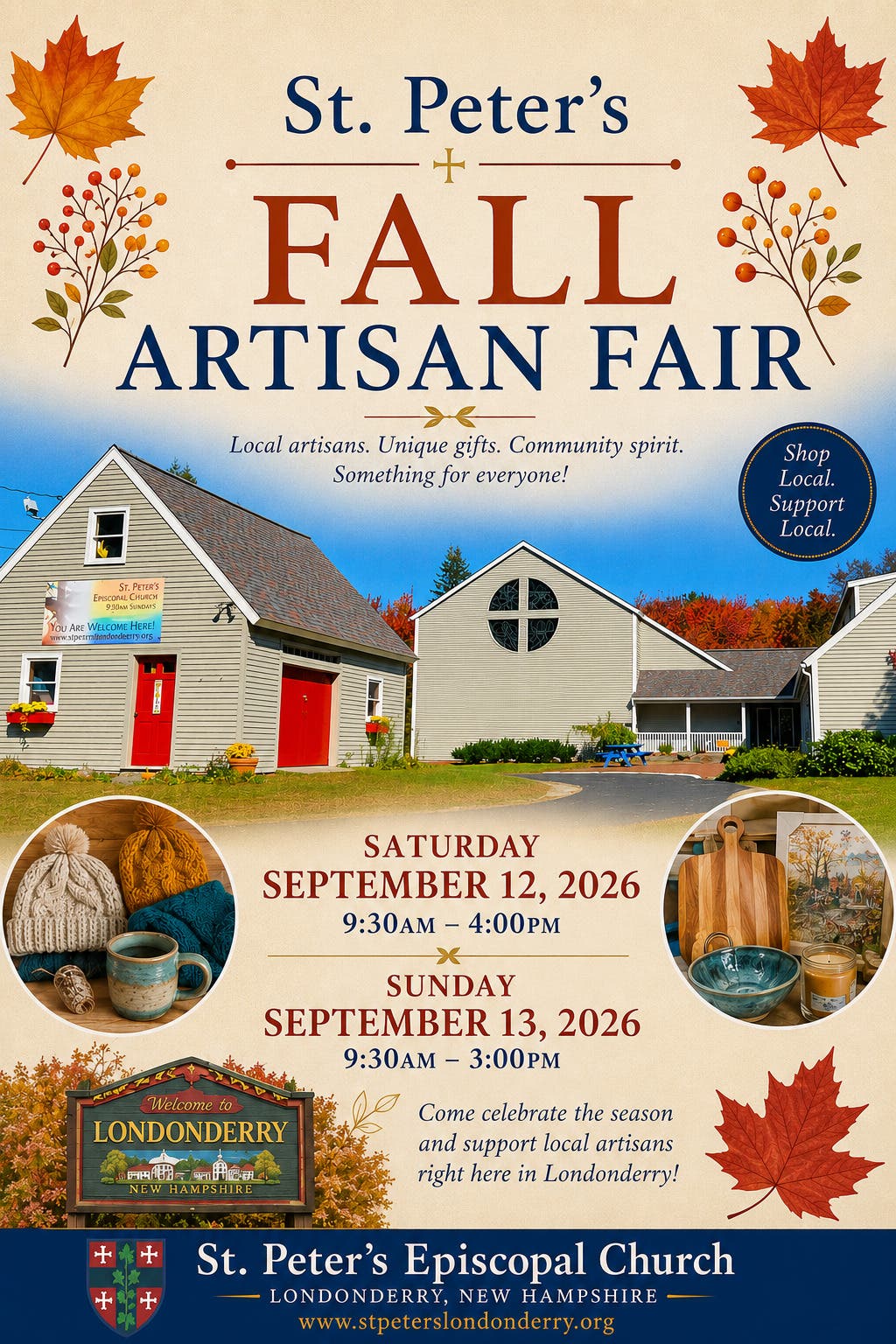 St. Peter's Fall Artisan Fair- Sept 12-13, 2026
