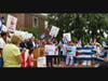 A rally was held Tuesday at Freeport's municipal building, standing in support of Cubans. 