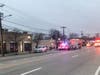 First responders gathered on Merrick Road in Bellmore on Thursday after a bus crashed into parked cars. 