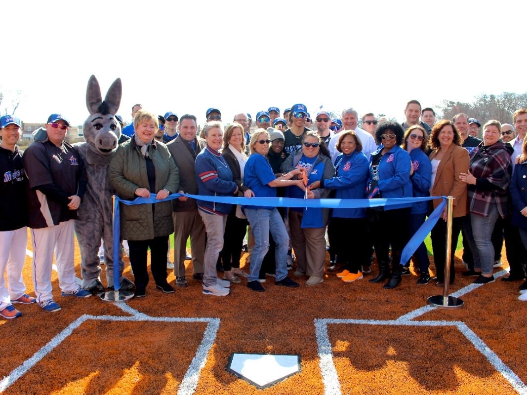 A ribbon-cutting is held for Malverne Senior High School's new baseball field.