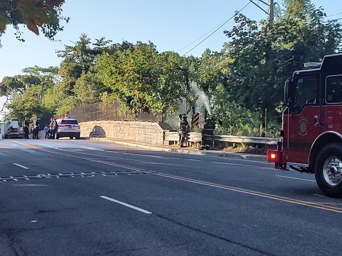 Downed wires impacted travel on the Southern State Parkway Wednesday morning. 