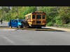 Police say there were no serious injuries as a bus was struck on Monday afternoon in East Meadow.
