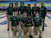 GBN Varsity Bowling Team, left to right front row Kai Nitzschke, Josh Sachs, Nick Sachs. Top Row Marc Gurson, Asher Harris, Sammy Torf, Evan D’Souza, Coach Todd Rubin,  Coach Bill Choporis