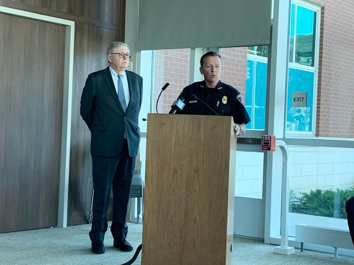 Mayor David Martin and Stamford Chief of Police Tim Shaw. One of the newest initiatives at the police department is the embedding of a social worker who will help assist with mental health calls and aftercare.