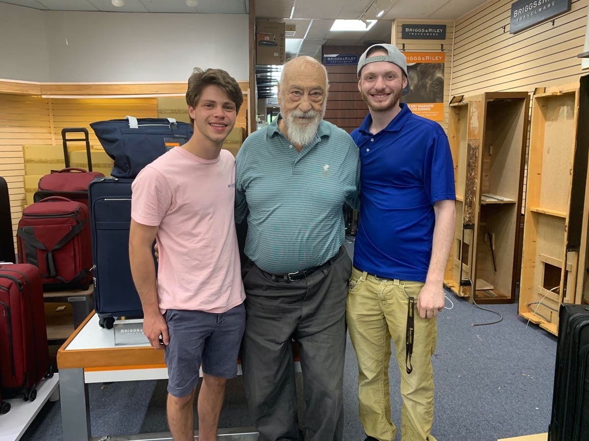 Wagner's Luggage owner Ed Greenberg (center) with his grandsons Zac Kitay (left) and David Wolfe (right).