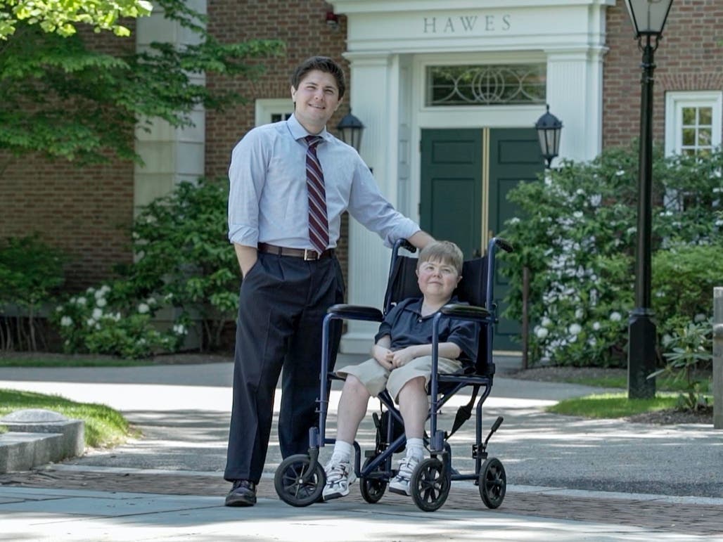 Cure Rare Disease founder and CEO Rich Horgan (left), pictured here with his brother, Terry, who has Duchenne muscular dystrophy (DMD). Cure Rare Disease is a nonprofit biotech developing customized CRISPR-based treatments for rare and fatal diseases.