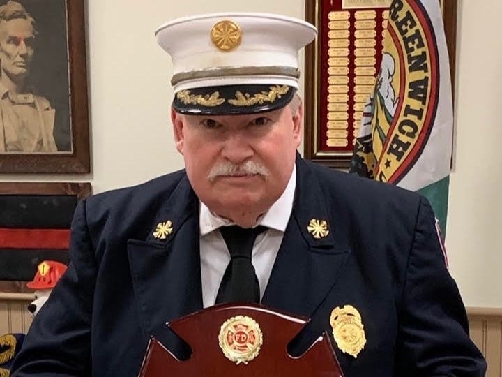 Dan Warzoha receiving his plaque for becoming a 50 year member of the Glenville Volunteer Fire Department in 2019. Warzoha passed away suddenly over the weekend. 