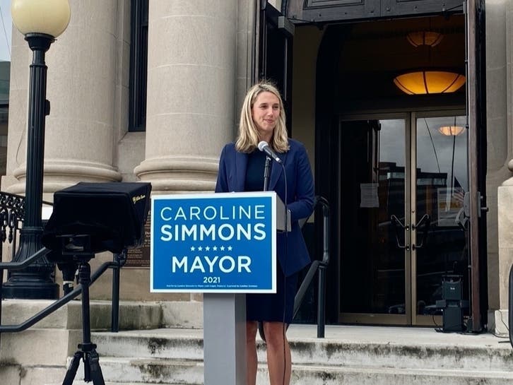 State Rep. Caroline Simmons during a campaign event last month. She will go up against unaffiliated candidate Bobby Valentine in the Stamford mayoral race on Nov. 2.
