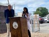 Mayor David Martin and Head of Infectious Disease at Stamford Health Dr. Asha Shah at Tuesday's flu shot kick-off event.