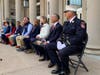 L to R: State Sen. Ryan Fazio; State Reps. Kimberly Fiorello, Harry Arora; Tax Collector Heather Smeriglio; State Rep. Stephen Meskers; Selectperson Jill Oberlander; Selectwoman Lauren Rabin; First Selectman Fred Camillo; FDNY Chief Daniel Daly (Ret.).