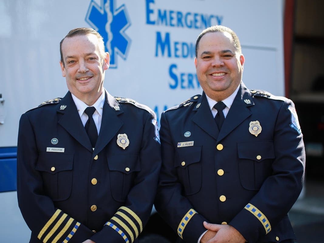 Effective Feb. 26, Edward Podgorski (left) will become assistant chief, and Edward Browne will become chief of Stamford Emergency Medical Services.