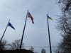 The Ukrainian Flag was raised at Greenwich Town Hall on Tuesday following the rally.