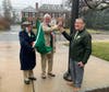 From left to right: Greenwich Hibernian Association member Jude Collins, 2022 St. Patrick's Day Parade Grand Marshal John Toner, and Hibernian Association President Haydn O'Shea.