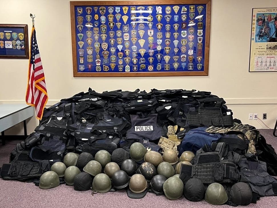Roughly 200 tactical vests and helmets from several police agencies in Fairfield County will be donated to Ukraine.