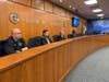 From left to right: Greenwich Emergency Management Director Joseph Laucella; Greenwich Communities Chairman Sam Romeo; First Selectman Fred Camillo; Greenwich Department of Human Services Director Demetria Nelson.