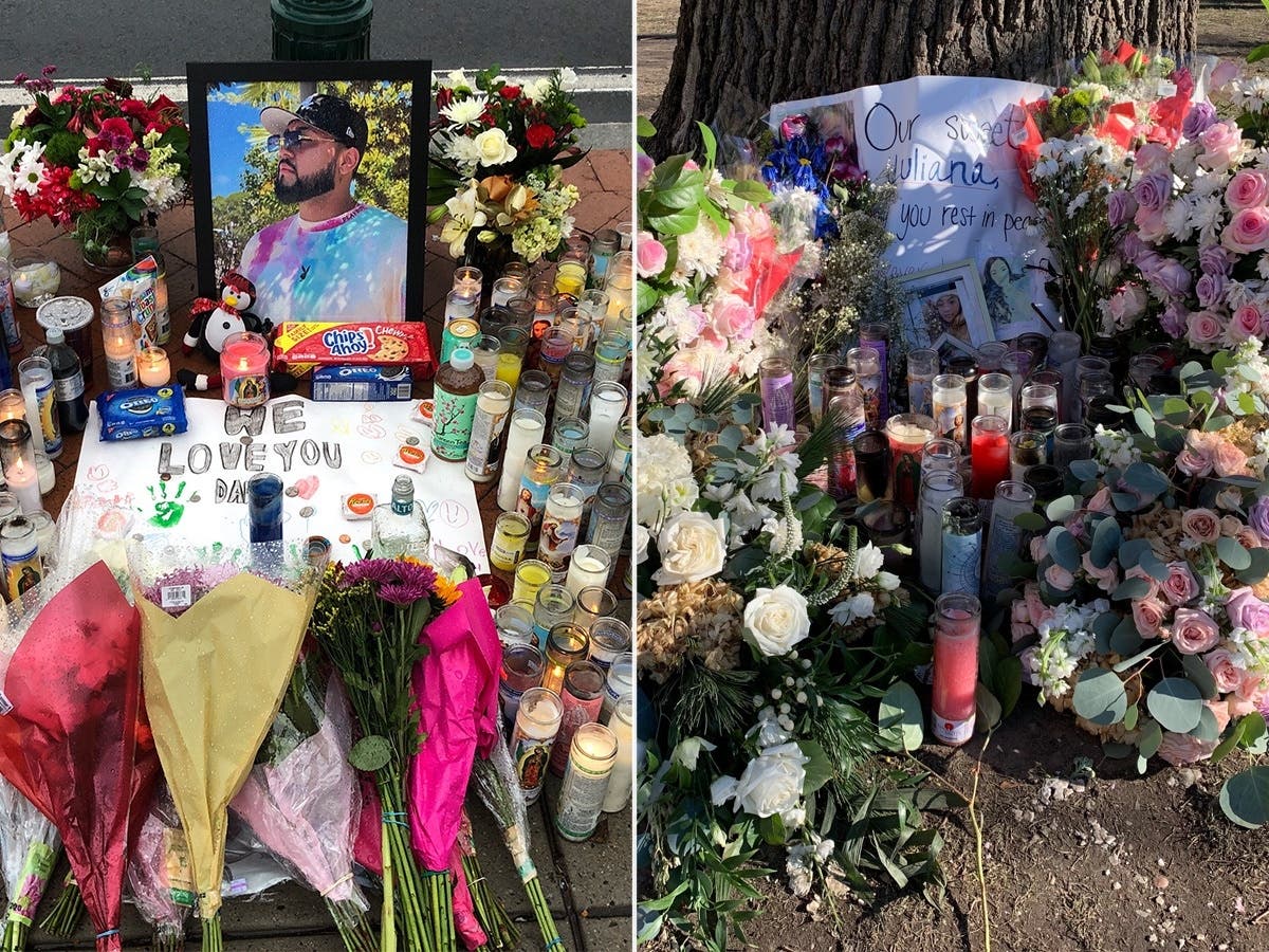 Makeshift memorials have been created near the site of the Dec. 3 crash that killed 25-year-old Stamford residents Giovani Vega Benis and Yuliana Arias Lozano in downtown Stamford.