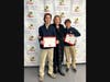 Nicholas Barone and Garin Kopilak with Fairfield Preparatory School Academic Dean Elaine Clark.