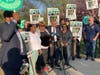 Nadia Micourt (third from left) was decertified from driving a school bus in Greenwich after she was reported for what the school district deemed unsafe driving. A rally was held for her by Transport Workers Union Local 100 in Greenwich on April 20, 2023.