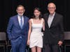 Left to right: Greenwich High School Principal Ralph Mayo; Fleishman Award winner Stephanie Chang; and Dr. Ernest Fleishman.