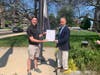 The Golden Lights Foundation founder Gregg Pauletti and First Selectman Fred Camillo at Thursday's proclamation and flag-raising ceremont.