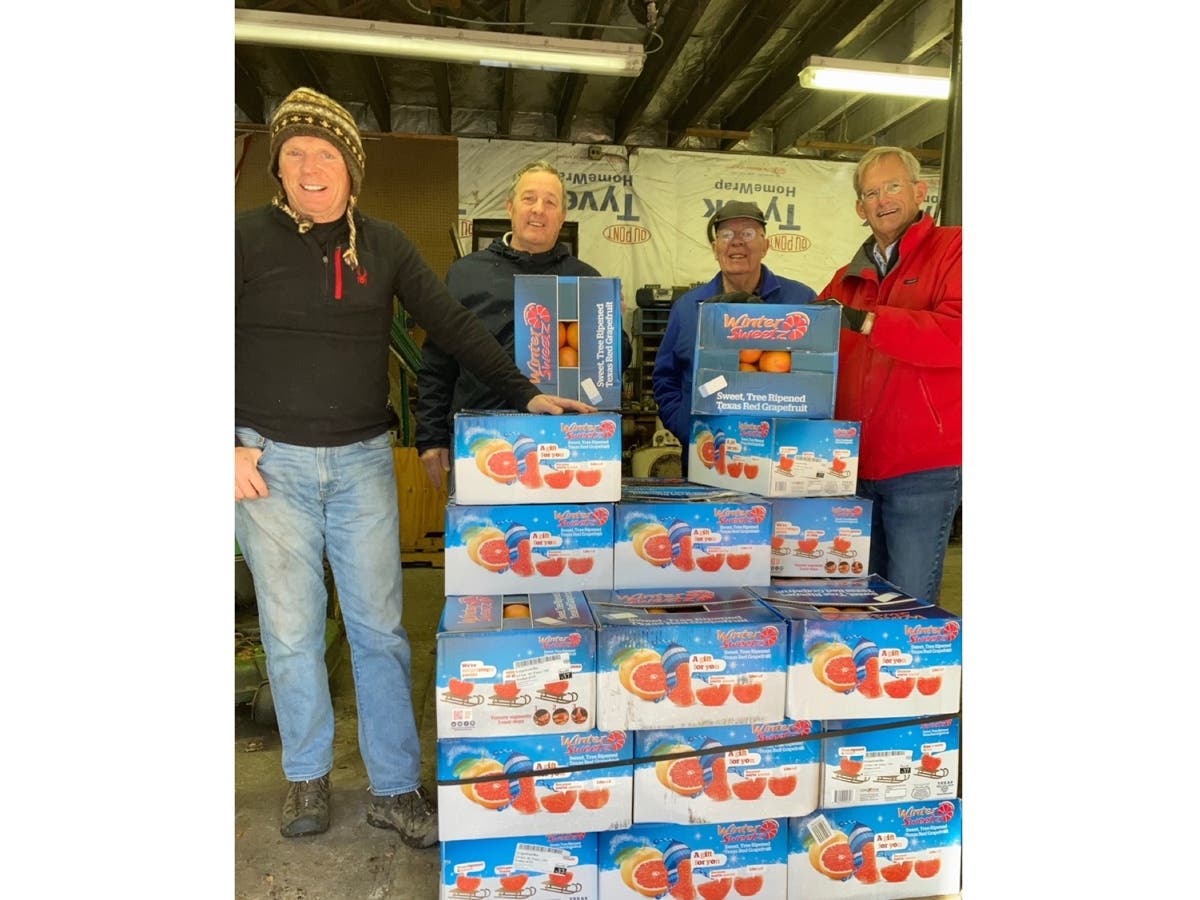 Lions grapefruit salesmen Dave Bonney, Doug Carlson, John O’Neill, and Allen O’Farrell are ready to go to work this year.