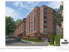 A rendering of the view of the proposed building from the southwest on Benedict Place.