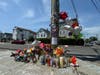 A roadside memorial for 17-year-old Connor Wilcox on Lockwood Avenue in Stamford.