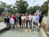 Stamford Bocce League players with Mayor Caroline Simmons at Wednesday's groundbreaking ceremony at Scalzi Park.