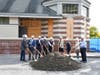 Library, project and town officials gathered for a groundbreaking ceremony at the Cos Cob branch.