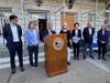 Left to right: State Sen. Ryan Fazio (R-36); Selectwoman Lauren Rabin; First Selectman Fred Camillo; Selectperson Janet Stone McGuigan; Cynthia Blumenthal; state Rep. Hector Arzeno  (D-151); state Rep. Rachel Khanna (D-149).