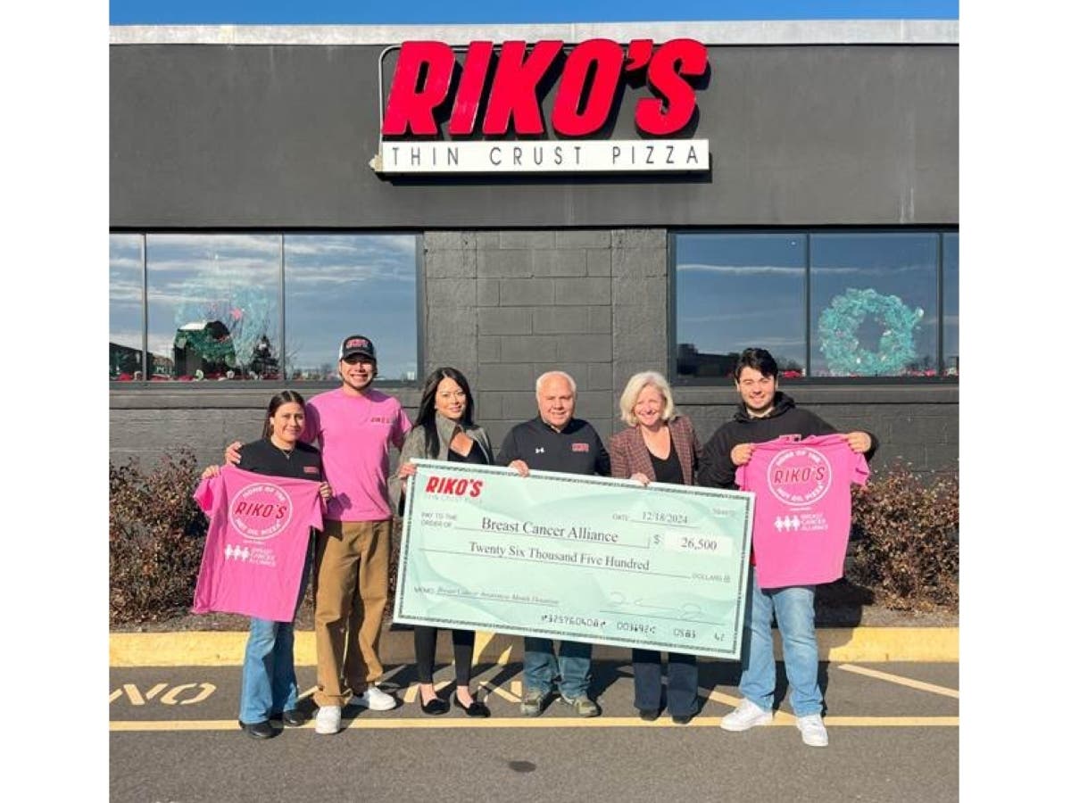 Throughout the month of October, Riko’s Pizza – both corporate stores and franchise locations – donated 10 percent of all sales on Tuesdays to the Breast Cancer Alliance.