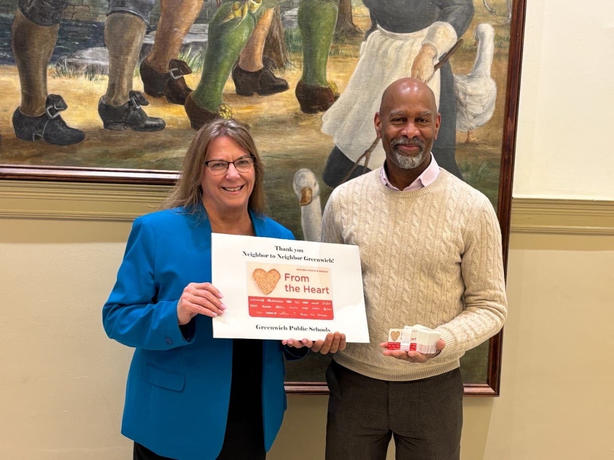 Superintendent of Greenwich Public Schools Dr. Toni Jones and Neighbor To Neighbor Executive Director K. Brent Hill.