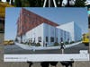 Renderings of the new Westhill High School were on display at Tuesday's groundbreaking ceremony.