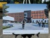 Renderings of the new Westhill High School were on display at Tuesday's groundbreaking ceremony.
