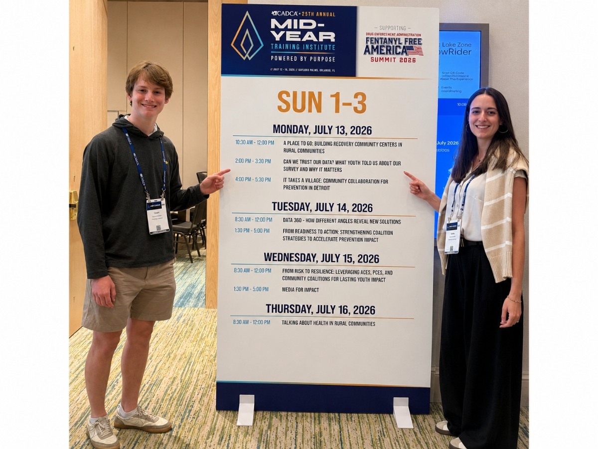 Thriving Youth Darien youth representative Chase Maniscalco and Thriving Youth Program Director Sarah McCarty.