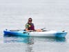 Stamford resident Christina Genz was among the paddlers in the SoundWaters
Flotilla on July 11.