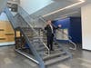 Central Middle School Principal Tom Healy giving a tour of the first floor of the new CMS.