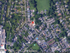 An aerial view of 21 Northfield St., marked with a red marker, in Greenwich.