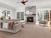 The family room has a fireplace.