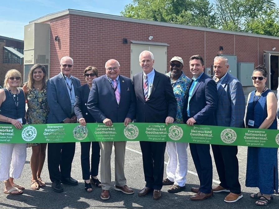 Rep. Lewis attends the ribbon cutting for Framingham's first-in-the-nation Networked Geothermal neighborhood on June 4.