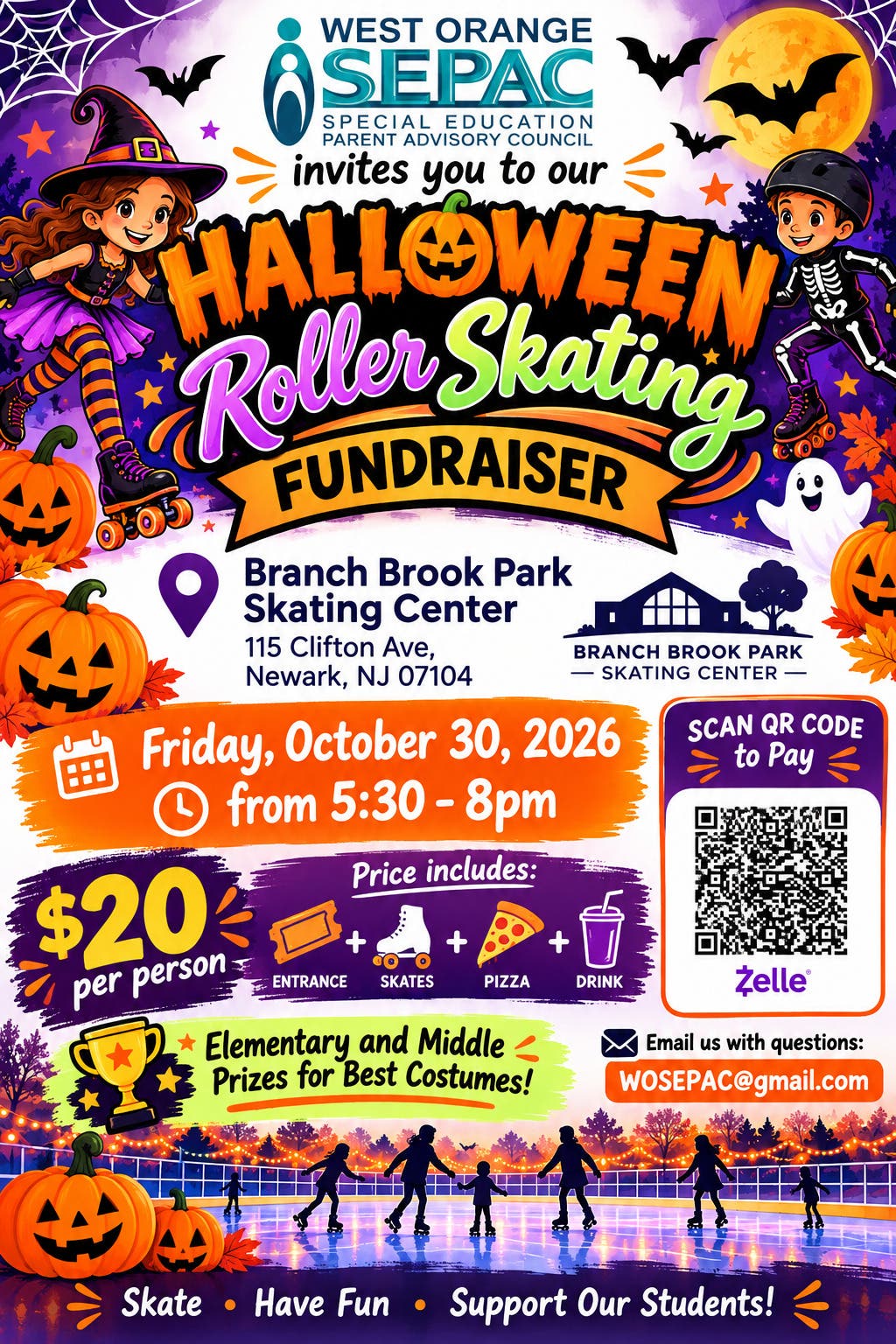 Wosepac Halloween Skate & Costume Contest Fundraiser at Branch Brook Skating Park