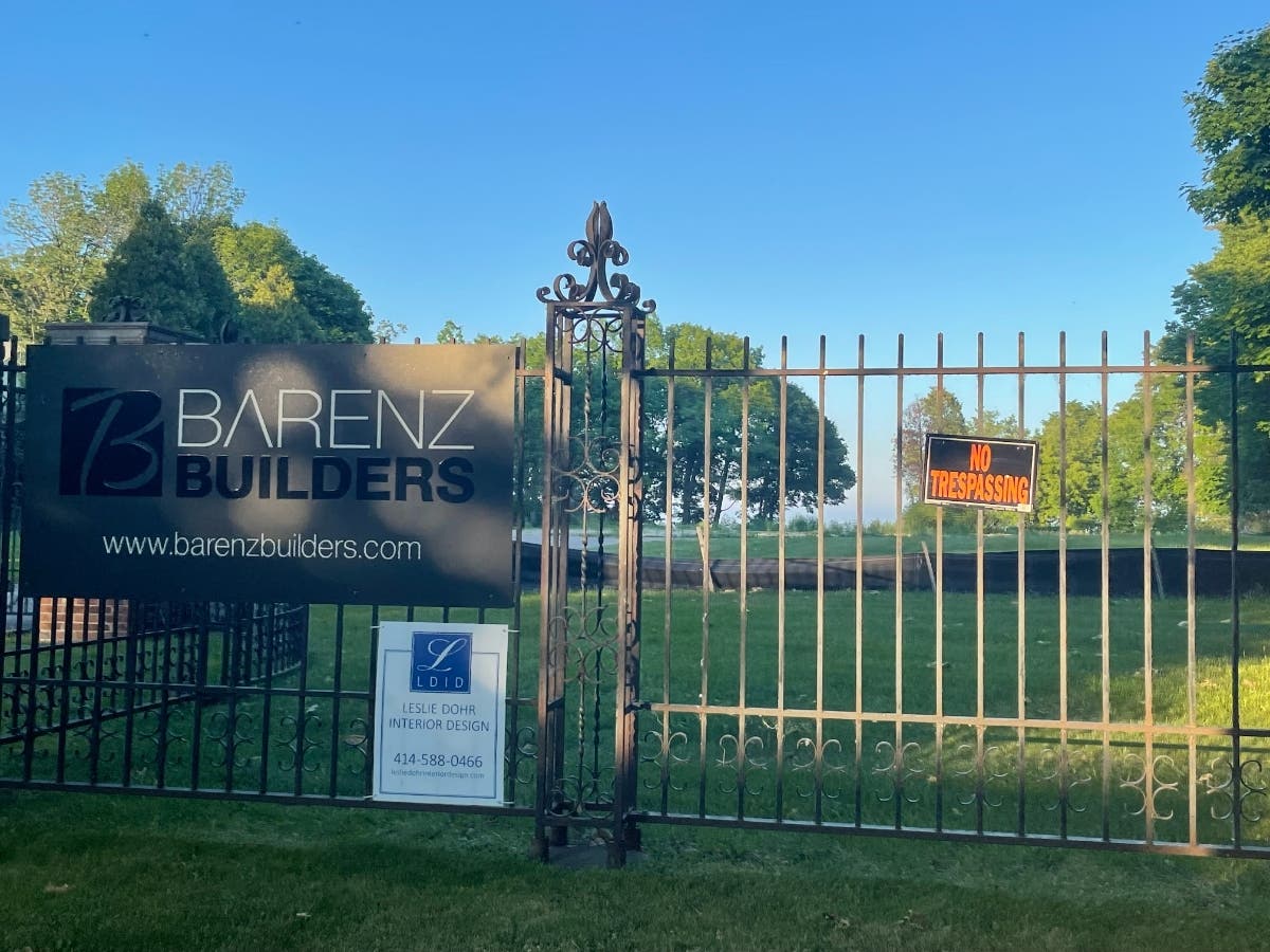 A mansion on the property was torn down to make way for a new one, but plans appear lapsed and the property is now for sale. 