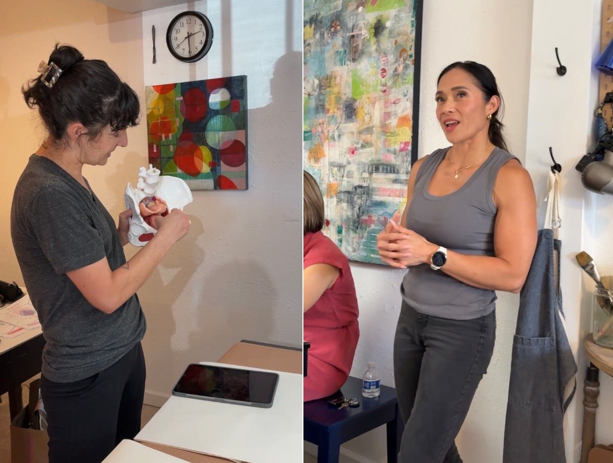 DAC Guest Speakers Halie Gordon, Pelvic Floor Therapist and Christine Pham, Fitness Trainer at the Create & Chat: Quick Flicks & Chill workshop in Dublin